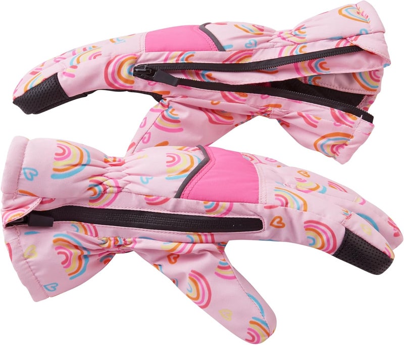 Andy & Evan Kids' Zip Gloves, Waterproof Winter Snow Gloves, Side Zippers, Touchscreen, Ski Snowboard Sledding, Warm Fleece Palms - Image 1